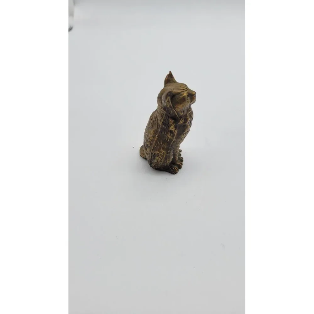 Vintage Brass‎ Look Resin Kitty Figurine Cat cute